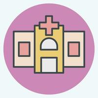 Icon Hospital. related to World Cancer symbol. color mate style. simple design editable. simple illustration vector