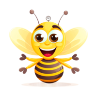 mignonne amical abeille dessin animé content génératif ai png