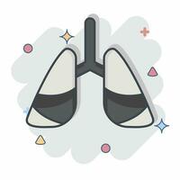 Icon Lung Cancer. related to World Cancer symbol. comic style. simple design editable. simple illustration vector