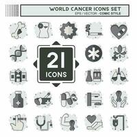 Icon Set World Cancer. related to Health symbol. comic style. simple design editable. simple illustration vector