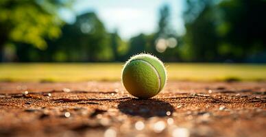 amarillo tenis pelota en el Corte - ai generado imagen foto