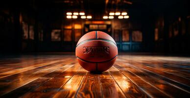 baloncesto en un baloncesto arena, Deportes arena, nuevo Deportes parquet - ai generado imagen foto