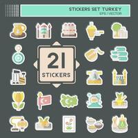 Sticker Set Turkey. related to Education symbol. simple design editable. simple illustration vector