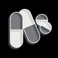 icono pastillas relacionado a mundo cáncer símbolo. lustroso estilo. sencillo diseño editable. sencillo ilustración vector