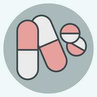 Icon Pills. related to World Cancer symbol. color mate style. simple design editable. simple illustration vector