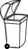 hand drawn green trash bin on white vector