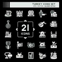 Icon Set Turkey. related to Education symbol. glossy style. simple design editable. simple illustration vector