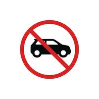 No car icon sign symbol isolated on white background. No vehicles allowed icon vector