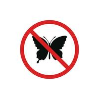 No insects icon sign symbol isolated on white background. Butterfly prohibition icon vector