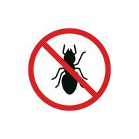 No insects icon sign symbol isolated on white background. Ant prohibition icon vector