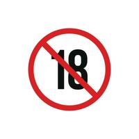 No 18 years old icon sign symbol isolated on white background vector