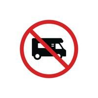 No caravan icon sign symbol isolated on white background. No vehicles allowed icon vector