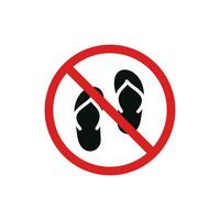 No slipper sandals allowed icon sign symbol isolated on white background. No sandals icon vector