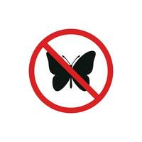 No insects icon sign symbol isolated on white background. Butterfly prohibition icon vector