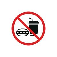 No food and drinks allowed icon symbol. No eating icon isolated on white background vector