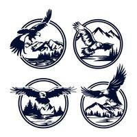 Set of hand drawn eagle adventure logo badge. vector