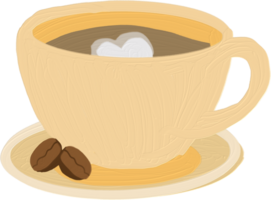 heet cappucino koffie schattig olie borstel schilderij koffie bakkerij en thee reeks png