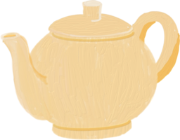 tea pot cute oil brush painting coffee bakery and tea set png