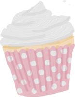 cup cake slice cute oil brush painting coffee bakery and tea set png