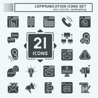 Icon Set Communication. related to Internet symbol. glyph style. simple design editable. simple illustration vector