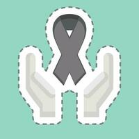 Sticker line cut Ribbon. related to World Cancer symbol. simple design editable. simple illustration vector