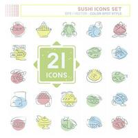 Icon Set Sushi. related to Japanese food symbol. Color Spot Style. simple design editable. simple illustration vector