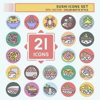 Icon Set Sushi. related to Japanese food symbol. color mate style. simple design editable. simple illustration vector