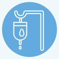 Icon Travenous Saline. related to World Cancer symbol. blue eyes style. simple design editable. simple illustration vector