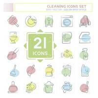 Icon Set Cleaning. related to Household Appliance symbol. Color Spot Style. simple design editable. simple illustration vector