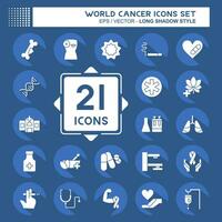 Icon Set World Cancer. related to Health symbol. long shadow style. simple design editable. simple illustration vector