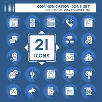 Icon Set Communication. related to Internet symbol. long shadow style. simple design editable. simple illustration vector