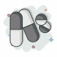 Icon Pills. related to World Cancer symbol. comic style. simple design editable. simple illustration vector