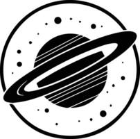 planet with rings logo in flat line art style vector