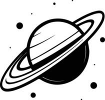 planet with rings logo in flat line art style vector