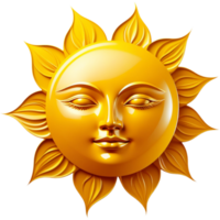 Yellow sun face.AI Generative png