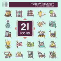 Icon Set Turkey. related to Education symbol. MBE style. simple design editable. simple illustration vector