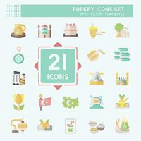 Icon Set Turkey. related to Education symbol. flat style. simple design editable. simple illustration vector