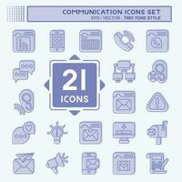 Icon Set Communication. related to Internet symbol. two tone style. simple design editable. simple illustration vector