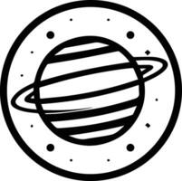 planet with rings logo in flat line art style vector