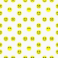 Simple faces emoji pattern. Emoticon of sad and happy. Yellow face seamless pattern. Vector background. Design for a poster, cover, textile.