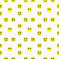 Simple faces emoji pattern. Emoticon of sad and happy. Yellow face seamless pattern. Vector background. Design for a poster, cover, textile.