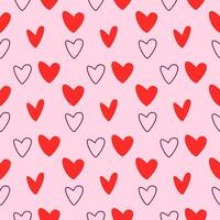 Abstract seamless pattern of hearts on pink background. Design for a poster, cover, textile. Vector illustration. Repeating texture.