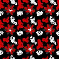 Abstract seamless pattern with red flowers on black background. Design vector for wallpaper or fabric. Red rose concept.