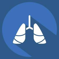 Icon Lung Cancer. related to World Cancer symbol. long shadow style. simple design editable. simple illustration vector