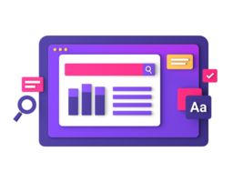 3d purple illustration icon of working on a business job front for UI UX web mobile apps social media ads design png