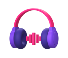 3d purple illustration icon of using headphone for online streaming with music form side png