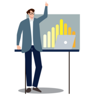 Businessman at the white board presentation png