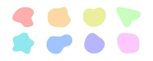 Set of colorful amoeba organic graphic elements irregular shapes. Isolated on a white background. Doodle illustration concept vector