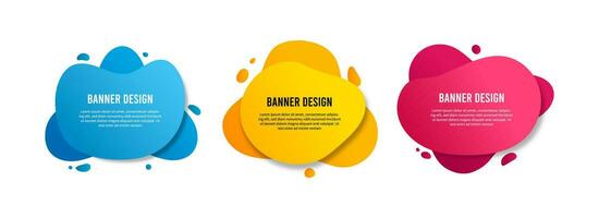 Collection of abstract gradient banners with flowing liquid shapes. Template for brochure, flyer or presentation design.Text with quotes. Vector illustration