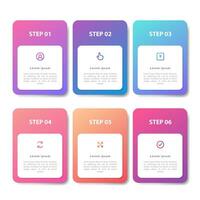 Gradient colorful infographic steps with text boxes vector template